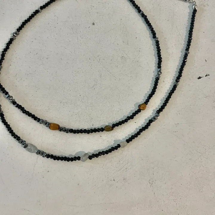 *made* 레브라도라이트 원석 론델비즈 목걸이 (3color) 무광비즈 유광비즈 써지컬스틸 상세 이미지 14