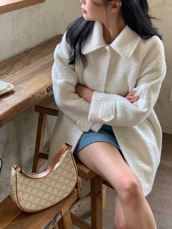 [울 40%][누빔안감] 페이버 부클 오버핏 하프 코트 하객룩 (3 color) 상세 이미지 24