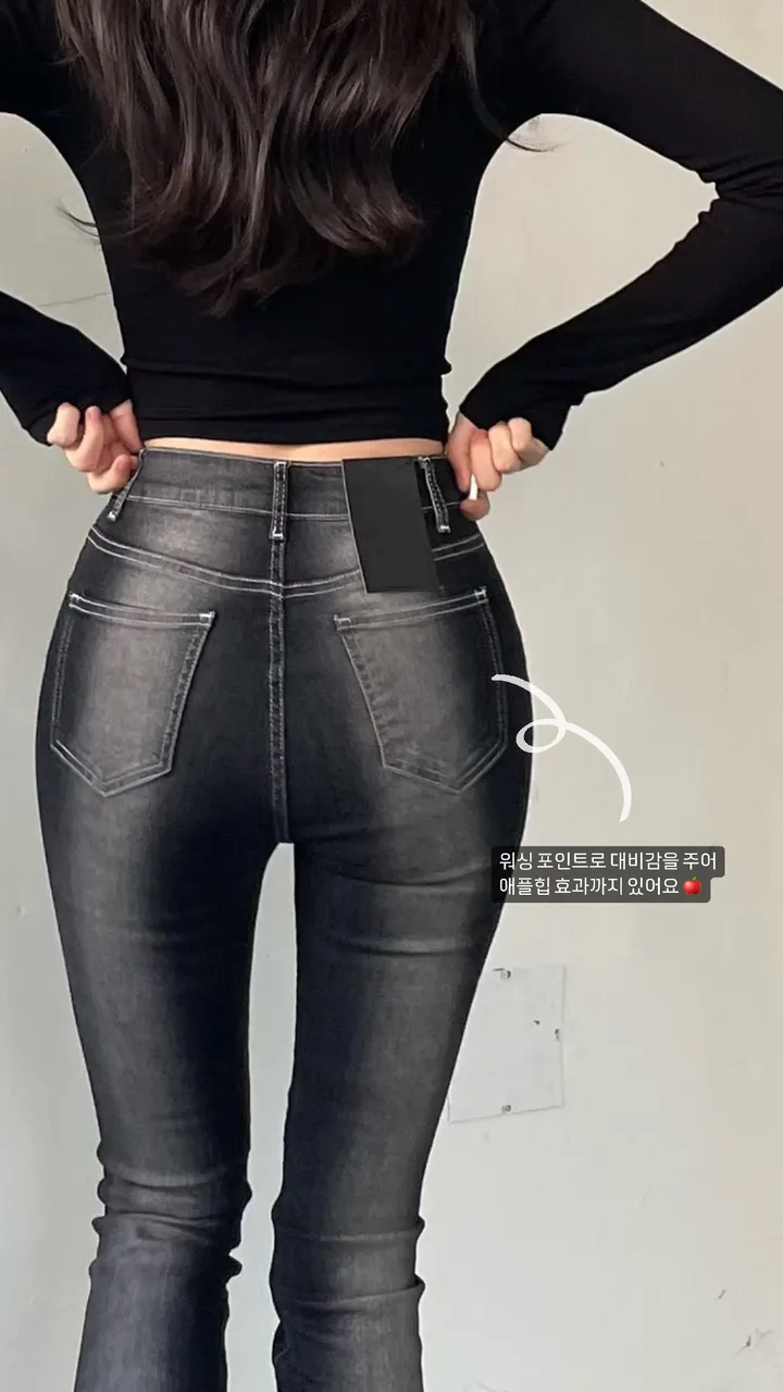 [숏/기본ver.]인생핏🖤쫀득 스판 세로 워싱 포인트 흑청 일자핏 데님팬츠 키작녀데님 키큰녀데님 봄신상 일자핏바지 흑청 일자핏 봄신상 상세 이미지 5