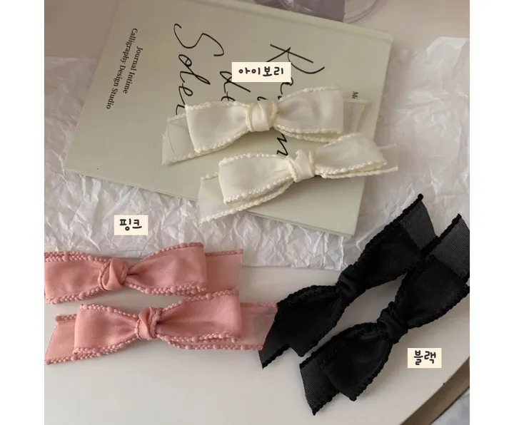 🔥주문폭주🚀당일🚀발레코어 리본 머리핀 아이돌 하이틴 리본핀 옆머리헤어핀 2p 상세 이미지 7