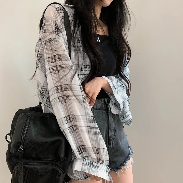 [장마철&휴가철] 은은한 시스루 루즈핏 체크남방,셔츠;2col 상세 이미지 33