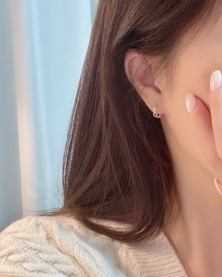 실버925 미니 꼬임 원터치 링귀걸이 (실버,로즈골드) 상세 이미지 3