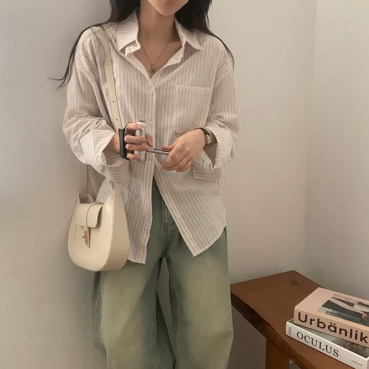 [한여름까지~/오버핏✨] 허니 스트라이프 코튼 포켓 오버핏 셔츠,남방 - 3color 상세 이미지 30