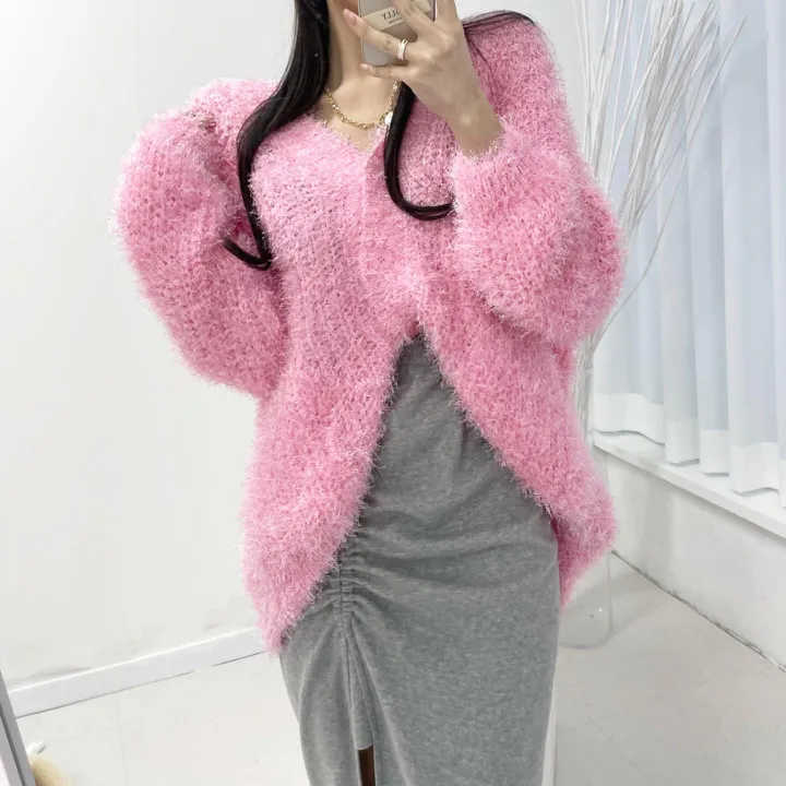 [얼굴 형광등ღ] 솔잎 루즈 박시 가디건 앙고라가디건 루즈가디건 상세 이미지 5