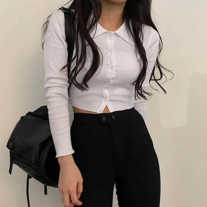 [가격실화?] 카라 크롭 단추 골지 가디건;3col 상세 이미지 6