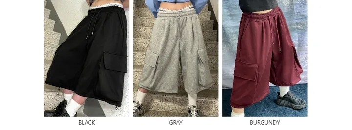 [UNISEX]마일드 루즈 스트링 빅 포켓 카고 버뮤다 드레이닝 와이드 트레이닝 팬츠(3color) 상세 이미지 2