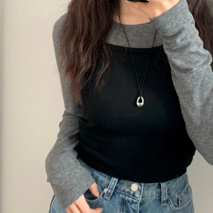 블랙 롱 자가드 끈 써지컬스틸 plump 코인 목걸이 상세 이미지 4