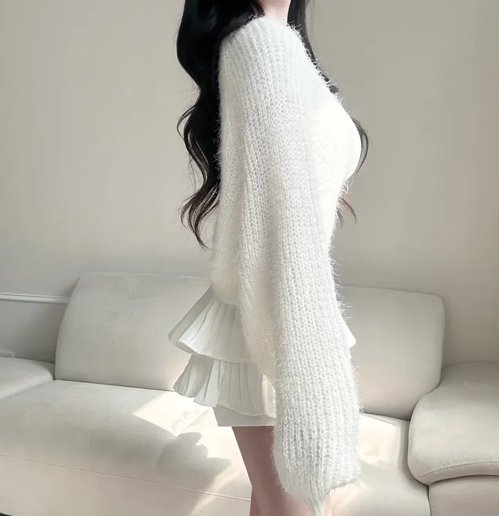 [여리핏보장!!/여친룩/9col] 보들 데일리 청순 솔잎 볼레로 가디건 벌룬핏 루즈 아방한 하찌 니트 베이직 기본 개강룩 데이트룩 봄 피크닉 간절기 벚꽃룩 러블리 세미 크롭 퍼 상세 이미지 22