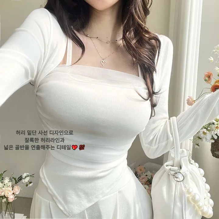 당일🚚[컬러추가❤]4계절티 메쉬 망사 레이어드 볼레로 긴팔t 상세 이미지 9
