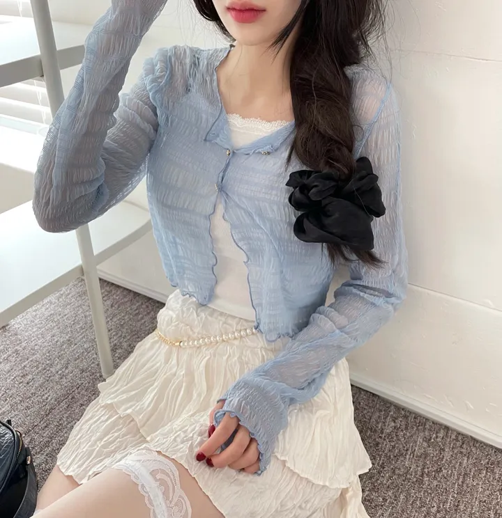 러핀 레이스 시스루 워머 가디건 상세 이미지 34