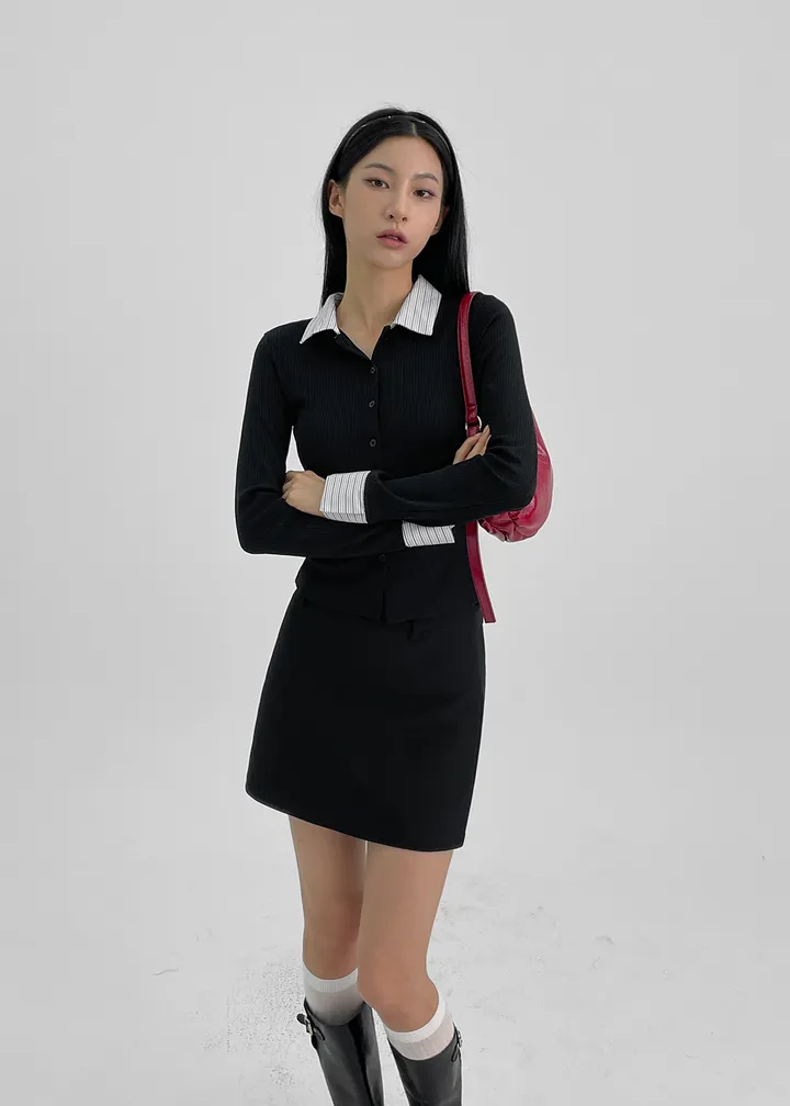 [1천장판매] [MADE] 하이엘 배색 카라 가디건 [가디건 데일리 포인트 레이어드 슬림핏 긴팔 버튼 배색 셔츠 심플] 상세 이미지 20