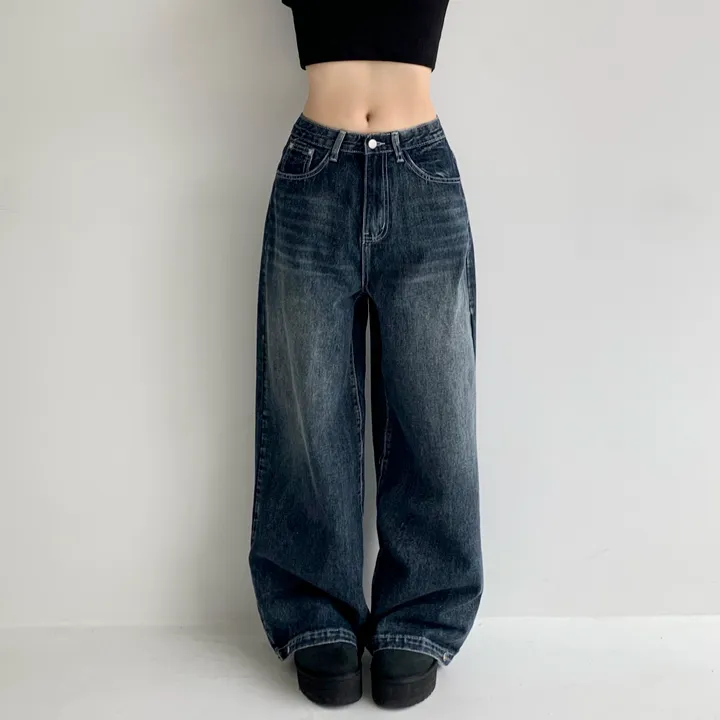 [모델소장🖤/기장선택/~XL] 페이블 3기장 힙 빈티지 워싱 하이웨스트 로우 밑단 스냅 조거 와이드 데님 팬츠 청바지 키작녀 키큰녀 남녀공용 사계절팬츠 빅사이즈 상세 이미지 17