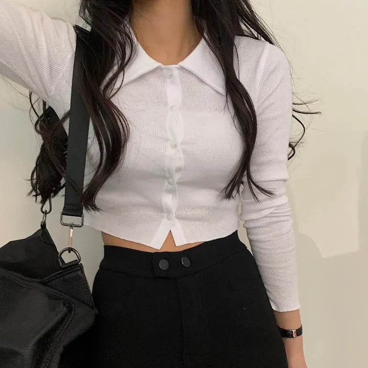 [가격실화?] 카라 크롭 단추 골지 가디건;3col 상세 이미지 5