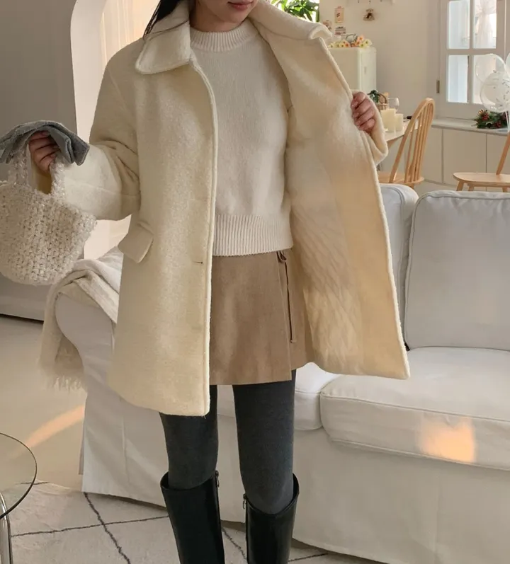 [주문폭주🔥][겨울신상⛄] 메리 부클 카라 하프 코트(2color) / 하객룩 하프코트 코트 숏코트 아우터 상세 이미지 23