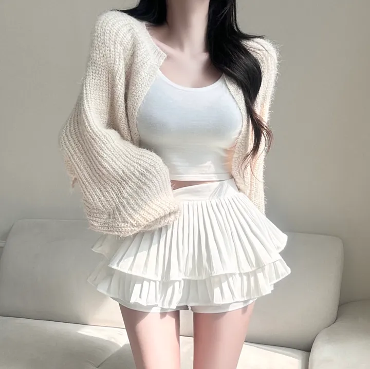 [여리핏보장!!/여친룩/9col] 보들 데일리 청순 솔잎 볼레로 가디건 벌룬핏 루즈 아방한 하찌 니트 베이직 기본 개강룩 데이트룩 봄 피크닉 간절기 벚꽃룩 러블리 세미 크롭 퍼 상세 이미지 25