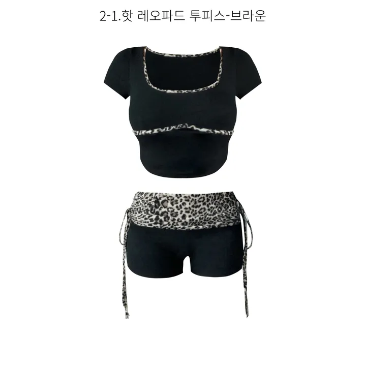 레오파드 섹시 유니크 스타일 모음 (탑 나시 투피스 스커트 원피스 y2k 키치 힙 섹시 유니크 단체복 반티) 상세 이미지 5