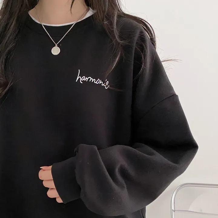 당일발송⚡[데일리/묶음할인] 심플 오버핏 하모니 레터링 맨투맨 4color 상세 이미지 32