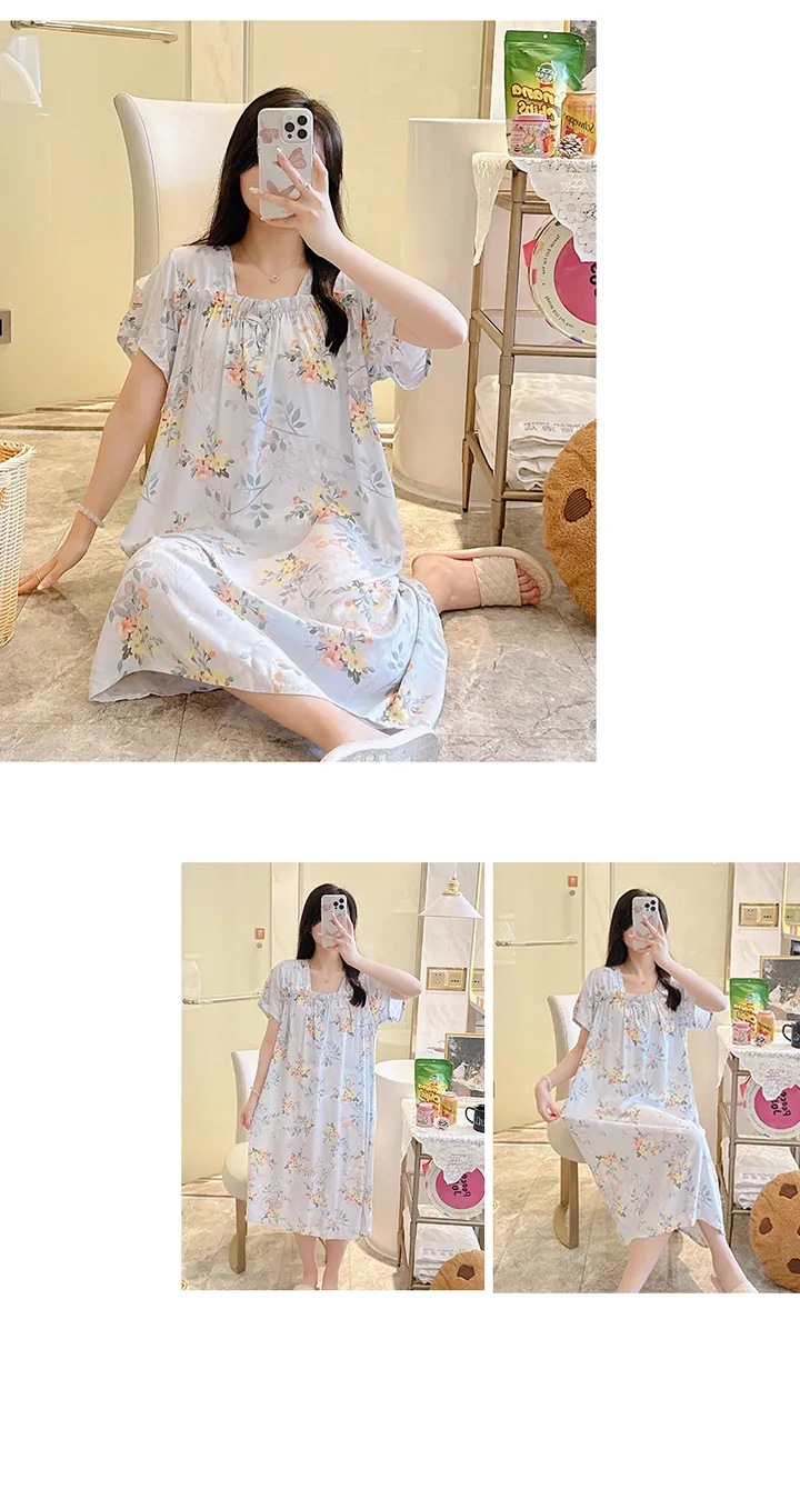 러블리 플라워패턴 홈웨어 💐 꽃무늬 앞셔링 반팔원피스 여름파자마 잠옷선물 CW루체 상세 이미지 11