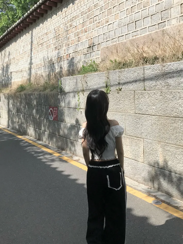 봄신상 포켓 밴딩 레이스 프릴 라인 와이드핏 레이어드 트랙 트레이닝 팬츠 2color 상세 이미지 19