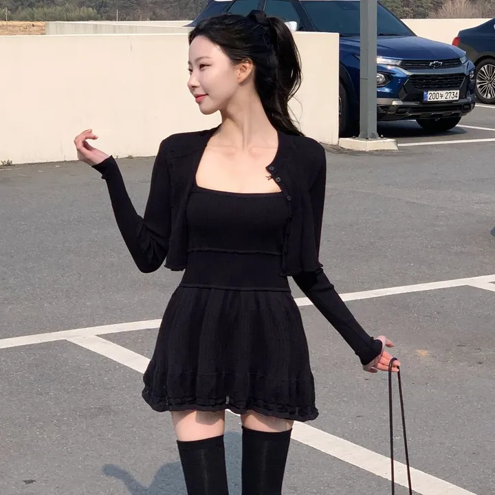 [여리무드🌹] 미닛 가디건 나시 원피스 세트 / 나시원피스 캉캉원피스 플레어 플리츠 미니원피스 니트 여름원피스 골지원피스 얇은 봄가디건 봄원피스 크롭가디건 골지가디건 볼레로 상세 이미지 37