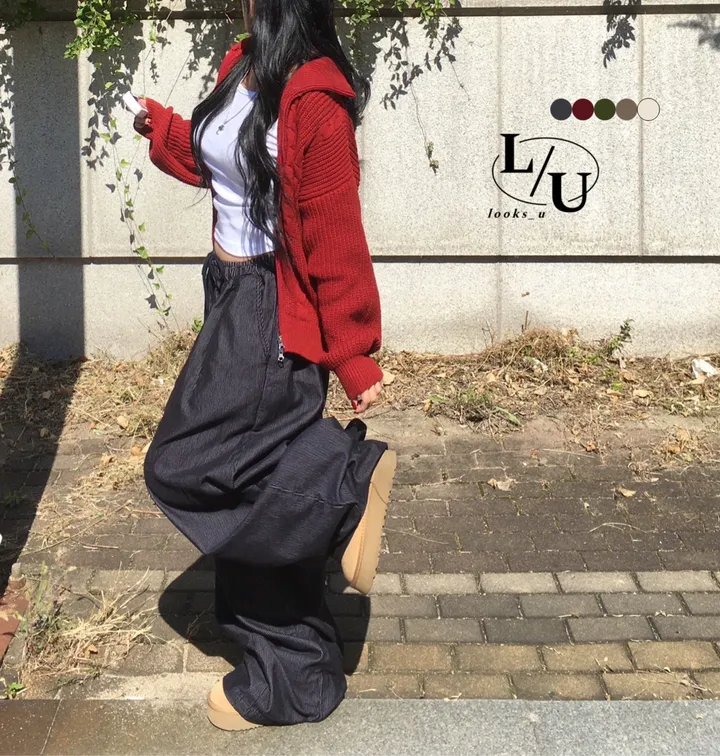 [소장추천!!/핏,퀄보장❤] 따뜻 꽈배기 니트 투웨이 하이넥 카라 루즈 세미 크롭 집업 상세 이미지 25