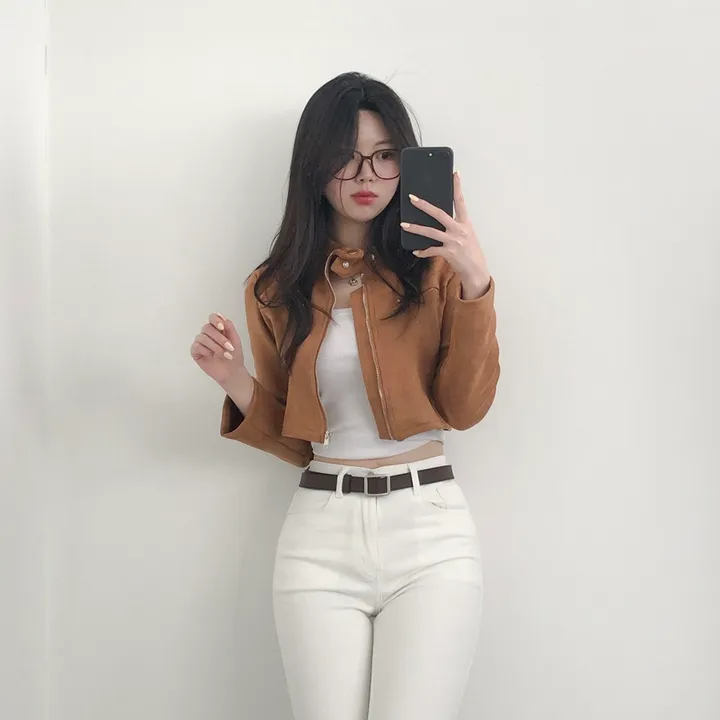 [부드러움/핏넘예] 봄자켓으로 추천! 차이나카라 크롭핏 슬림 스웨이드 자켓 상세 이미지 12