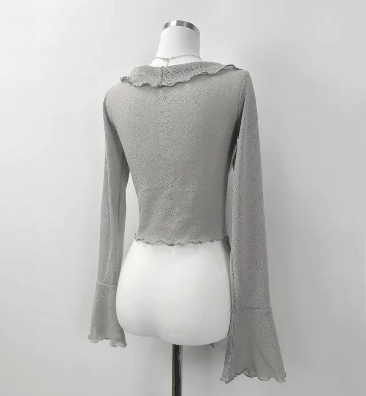ruffle ribbon lace cardigan 러플 리본 레이스 가디건 (봄가디건, 러블리, 프릴, 니트가디건, 슬림핏, 여리여리) 상세 이미지 37