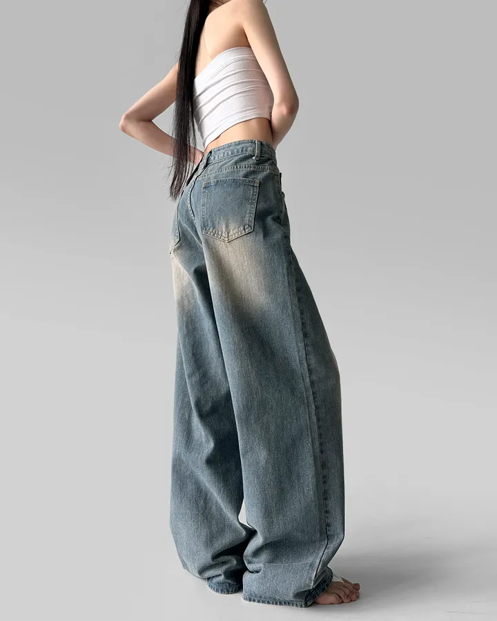 [3기장/~3XL] 스모크 워싱 와이드 정핏 일자 캐쥬얼 데일리 데님 팬츠 바지 상세 이미지 59