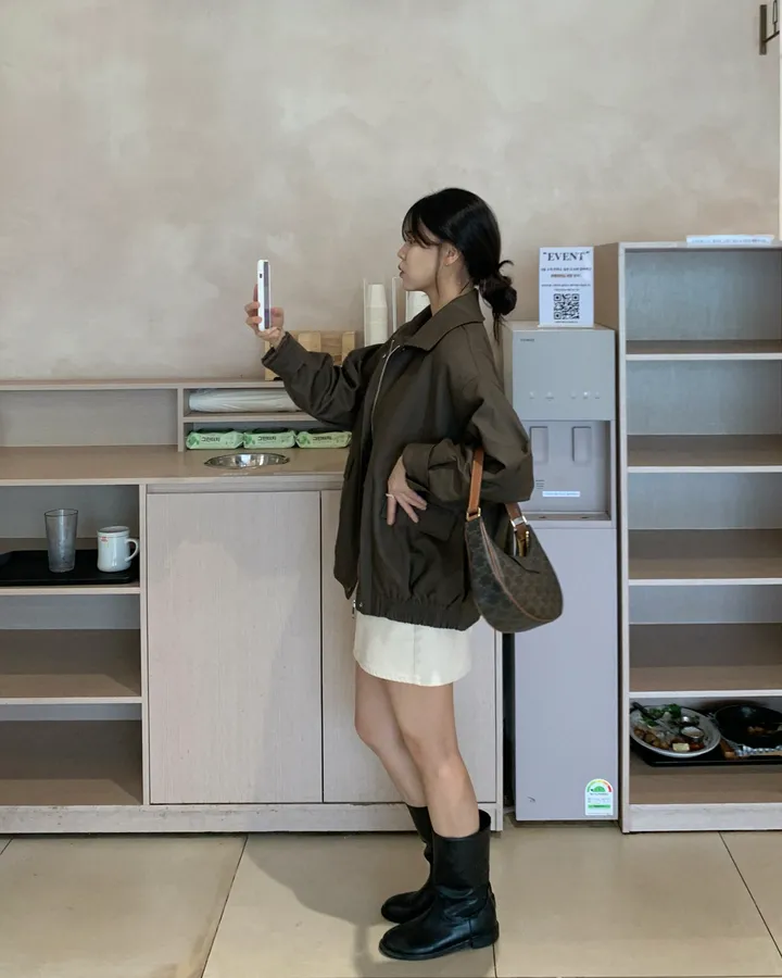 <미리 봄🌸/찐오버핏> 데이 오버핏 카라 블루종 레더자켓 - 2color 상세 이미지 5