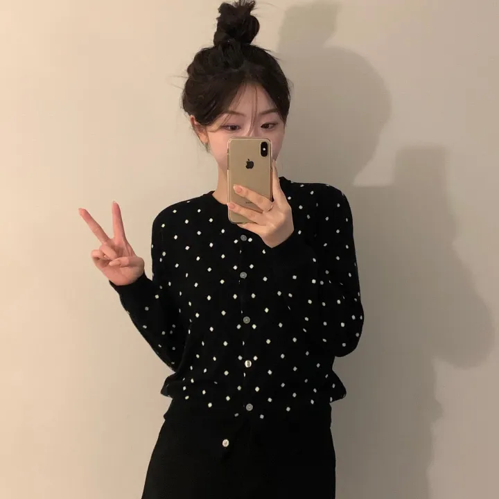 [고퀄ver🖤] 도트 라운드 배색 가디건 - 2color 상세 이미지 7