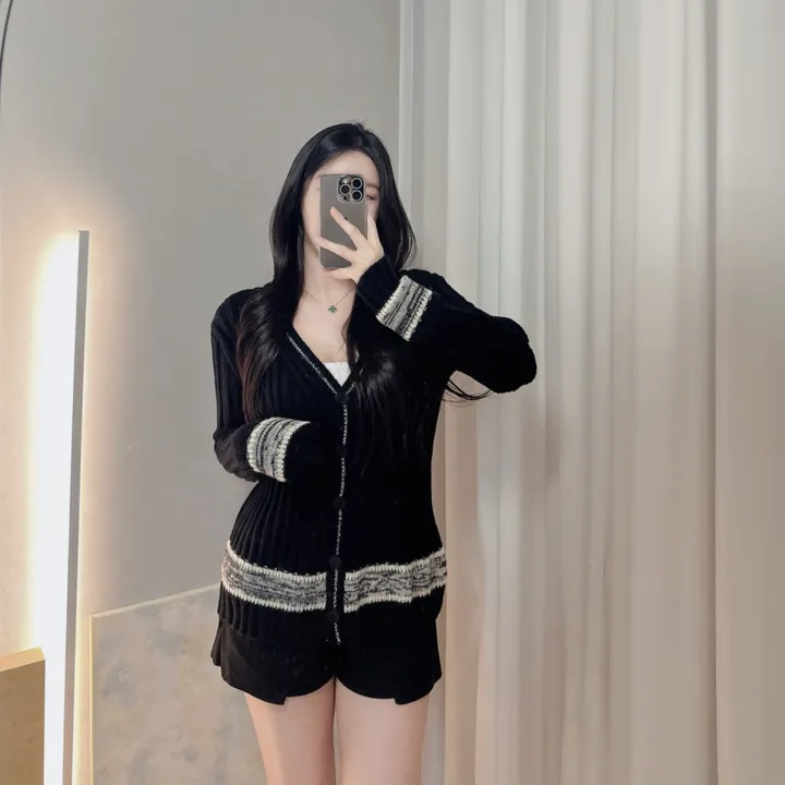오블리크 배색 니트롱가디건 브이넥가디건 간절기가디건 골지니트가디건 보카시 배색가디건 봄신상 상세 이미지 18