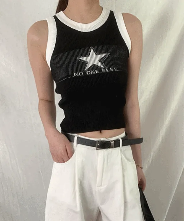 [2컬러] 세미크롭 니트나시