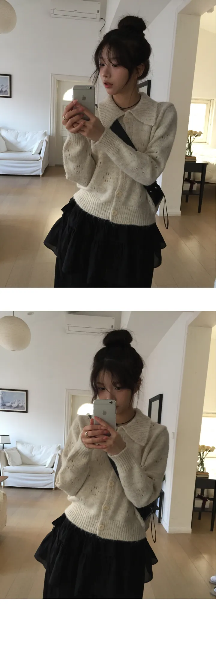 [데일리/러블리🤎] 펀칭 플라워 카라 니트 - 2color 상세 이미지 6