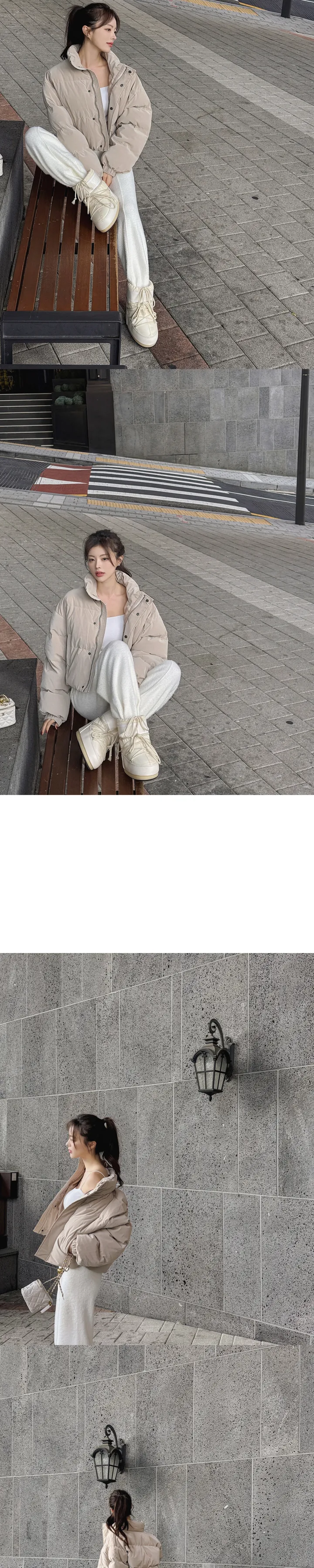 [무광레더/매트질감/어깡❌/고퀄/5col] 노라트 하이넥 카라넥 스냅버튼 지퍼 웰론 페이크레더 매트 무광 레더 크롭 패딩 상세 이미지 33