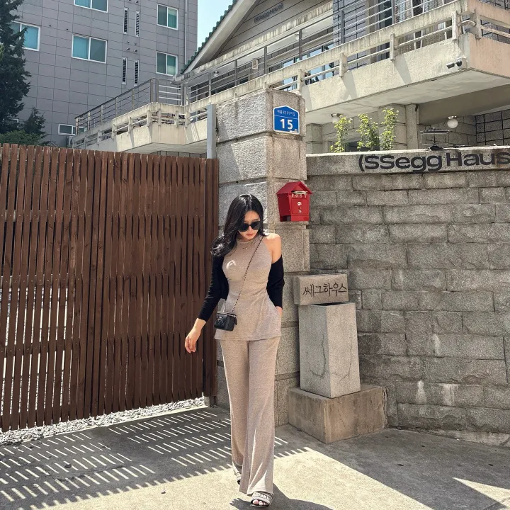 로케 글램핏 홀터넥 나시 투피스 세트   *썸머,부츠컷,밴딩,슬림,팬츠바지 상세 이미지 5
