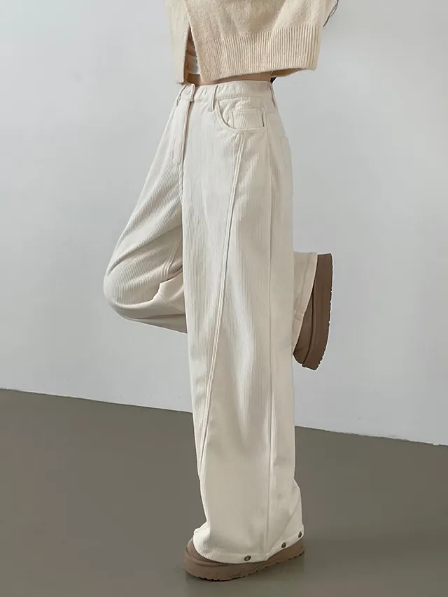 [한파대비/3기장~2XL!] 스냅버튼 융기모 코듀로이 골덴 폴딩 와이드팬츠 4color 상세 이미지 5