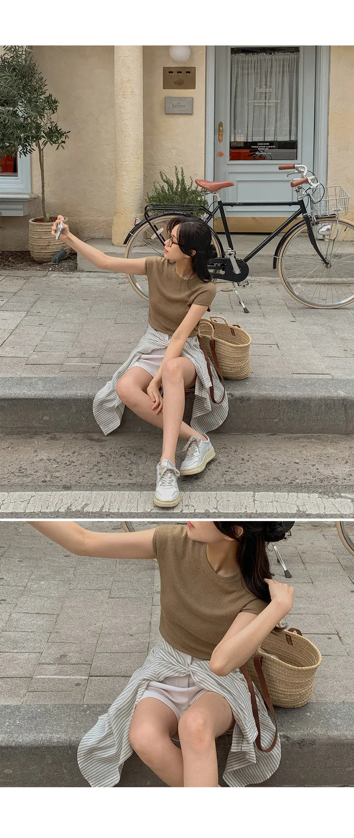 [여름🌿][1만장돌파/XS-XL/반품률ZERO🖤][자체제작] 라이프 쫀득 원핀턱 하프 슬랙스 상세 이미지 32