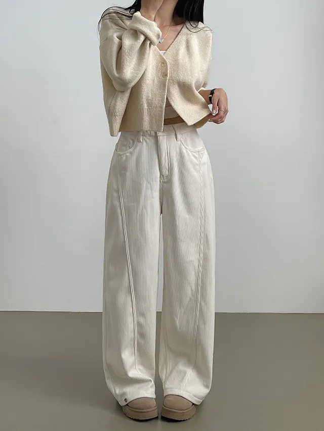 [한파대비/3기장~2XL!] 스냅버튼 융기모 코듀로이 골덴 폴딩 와이드팬츠 4color 상세 이미지 11