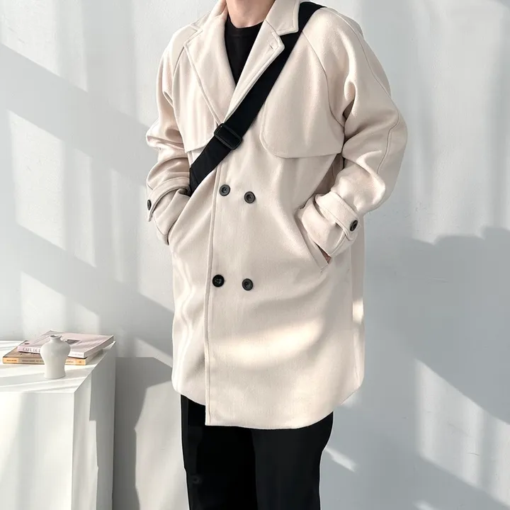 봄 가을 겨울 오버핏 하프 코트 미니멀 빅사이즈 아우터 남자트렌치라이크더블코트 상세 이미지 60