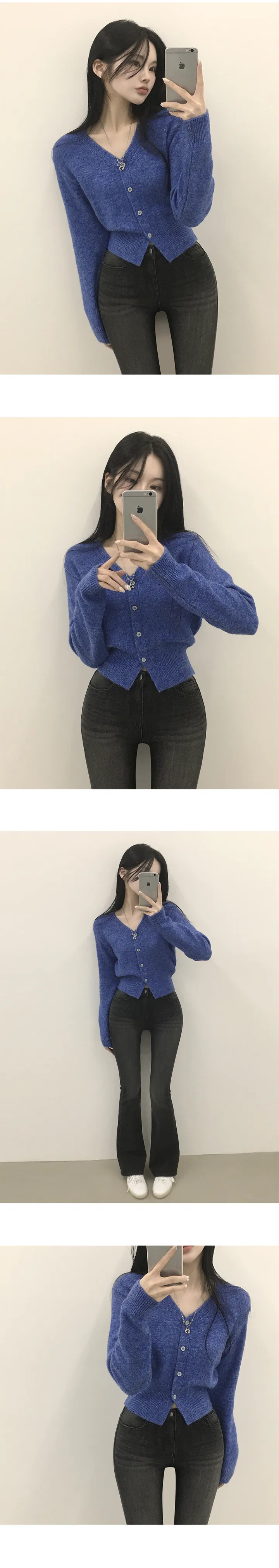 [고퀄,캐시울🤍/색감맛집] 허리잘록~ 여리핏, 부드러운 캐시 울 브이넥 크롭 니트가디건 (9color) 상세 이미지 6
