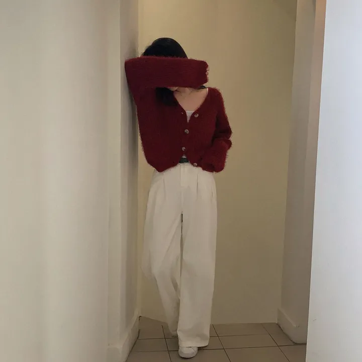 [🥀색감/부드러움 1등!]흐르는 여리핏, 솔잎 앙고라 브이넥 크롭 가디건 상세 이미지 16