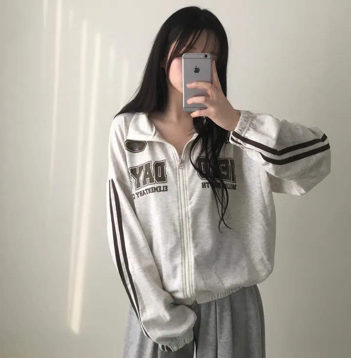 문의폭주!![핏보장🖤/왕오버핏!] 플로어 빈티지 프린팅 레터링 두줄 라인 배색 카라 투웨이 트랙 집업 남녀공용 커플아우터 빅사이즈 상세 이미지 17