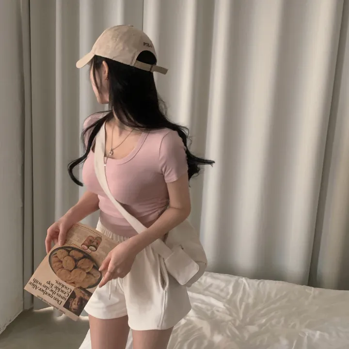 [파스텔🤍/MADE] 보장된핏, 옆셔링 스퀘어넥 반팔 크롭티셔츠 - 8color 상세 이미지 23