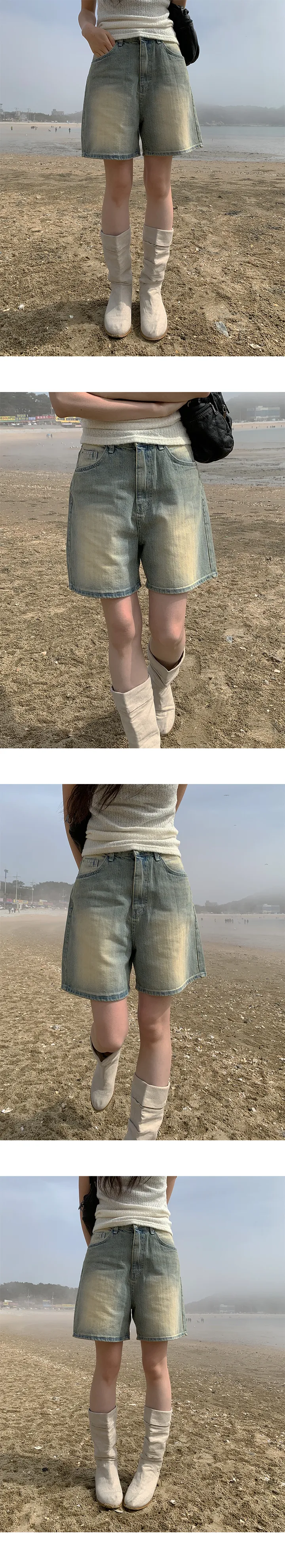 [특가세일🖤]옐로우틴 워싱 숏 데님 팬츠 상세 이미지 6