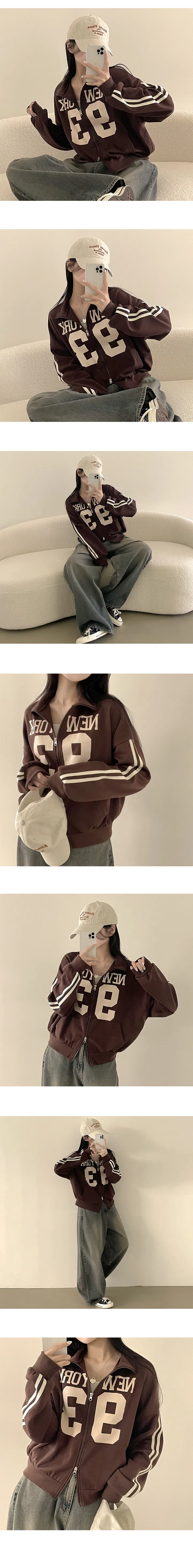 [투웨이/아방핏] 귀여움 보장! 뉴욕 레터링 하이넥 카라 루즈핏 투웨이 집업 (6color) 상세 이미지 5