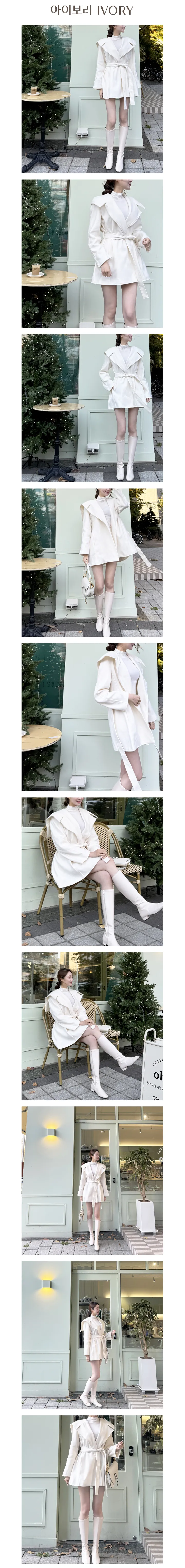 [바로배송❤겨울데이트룩✨]케이프 빅카라 하프 숏 겨울 코트 하객룩 데이트룩[3color] 상세 이미지 4