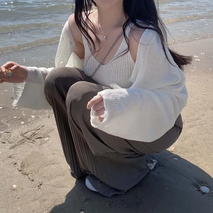 [✨SET가격/3천장 돌파!✨]피부에 달라붙지 않는, 부클 가디건+나시 투피스 세트 상세 이미지 17