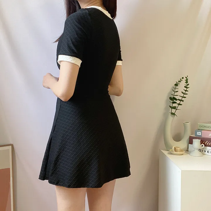 [속바지세트/3size] 클래식 배색 랩 원피스 수영복 반팔 빅사이즈 모노키니 만삭 임산부 태교여행 임부복 상세 이미지 15