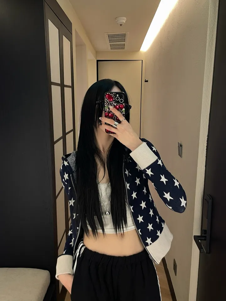 [MD소장/인기상품] y2k star pattern slim crop hood zip-up / y2k 별 스타 패턴 슬림 크롭 후드 집업 상세 이미지 35