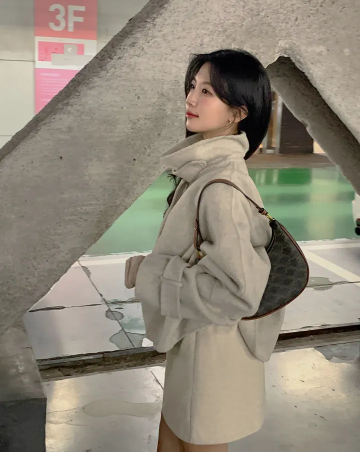 [울100/made💫] 세린 하이넥 나그랑 핸드메이드 숏코트 상세 이미지 13